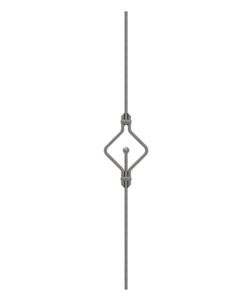 Designstab aus Ø 12mm mit Kugel Ø 25mm, doppelt, H: 1000mm, S235