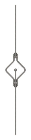 Designstab aus Ø 12mm mit Kugel Ø 25mm, doppelt, H: 1000mm, S235
