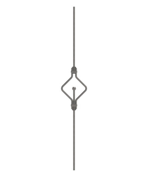 Designstab aus Ø 12mm mit Kugel Ø 25mm, doppelt, H: 1000mm, S235