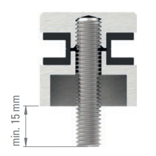 Glaspunkthalter Ø 30 mm selbst zusammenstellen, Oberteil inklusive Gummis, V2A