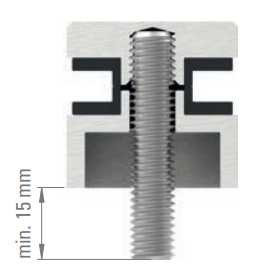 Glaspunkthalter Ø 30 mm selbst zusammenstellen, Oberteil inklusive Gummis, V2A