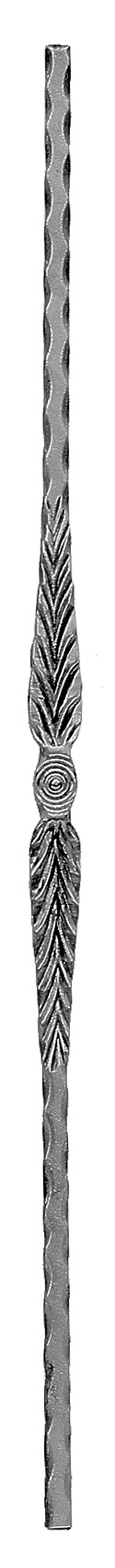 Zierstab 12x12mm, geschmiedet, H: 950mm, 1x Zierteil: mittig
