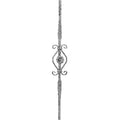 Zierstab 12x12mm, geschmiedet, H: 950mm, Rosette mittig (einseitig)