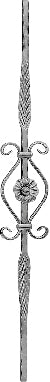 Zierstab 12x12mm, geschmiedet, H: 950mm, Rosette mittig (einseitig)