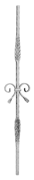 Zierstab 12x12mm, geschmiedet, H: 900mm, Schnecken mittig