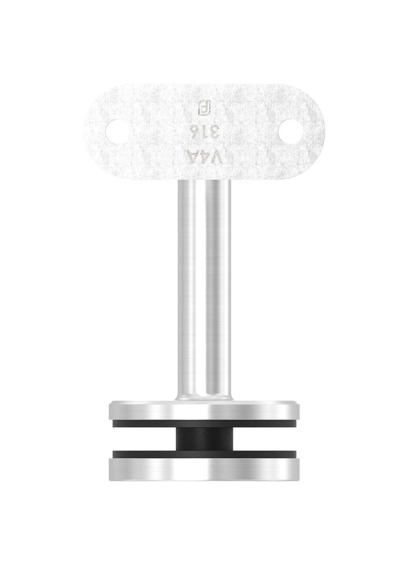 verschweißter Handlaufhalter für Glas, mit Halteplatte, zum Anschrauben des Handlaufs, V4A
