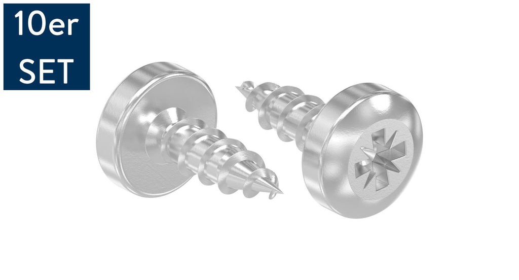LUNORA® 10er Schrauben Set, zur Befestigung im Holz-Nutrohr 42,4mm