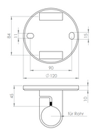 Edelstahl Wandbefestigung für Geländerpfosten zum Spannen, Platte 120 x 120 x 10 mm, V2A / V4A