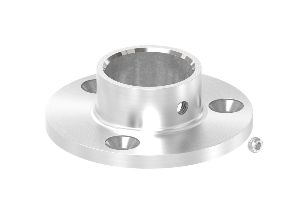 Edelstahl Wand- und Bodenanker, zum Festklemmen, mit Madenschraube und 3 Bohrungen, V2A / V4A