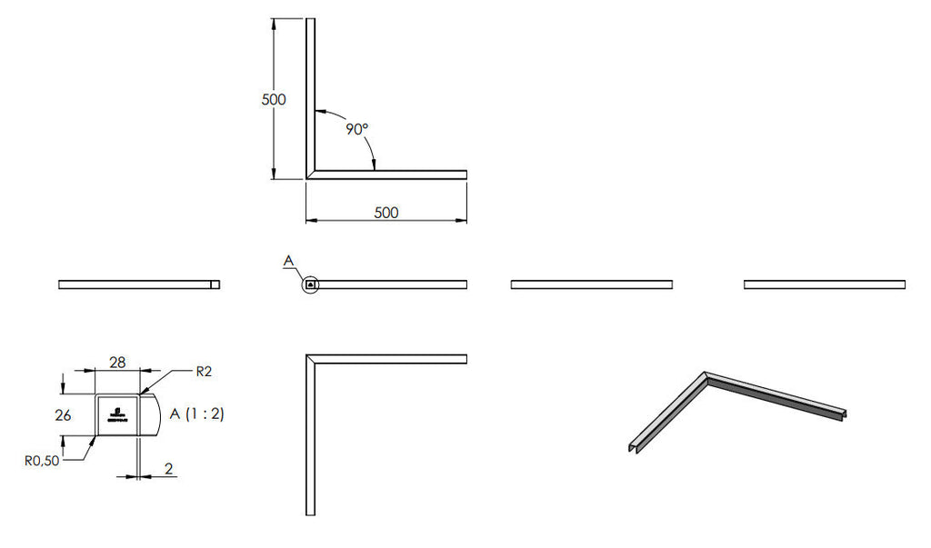 Kantenschutzprofil EASY 90° Ecke, V4A
