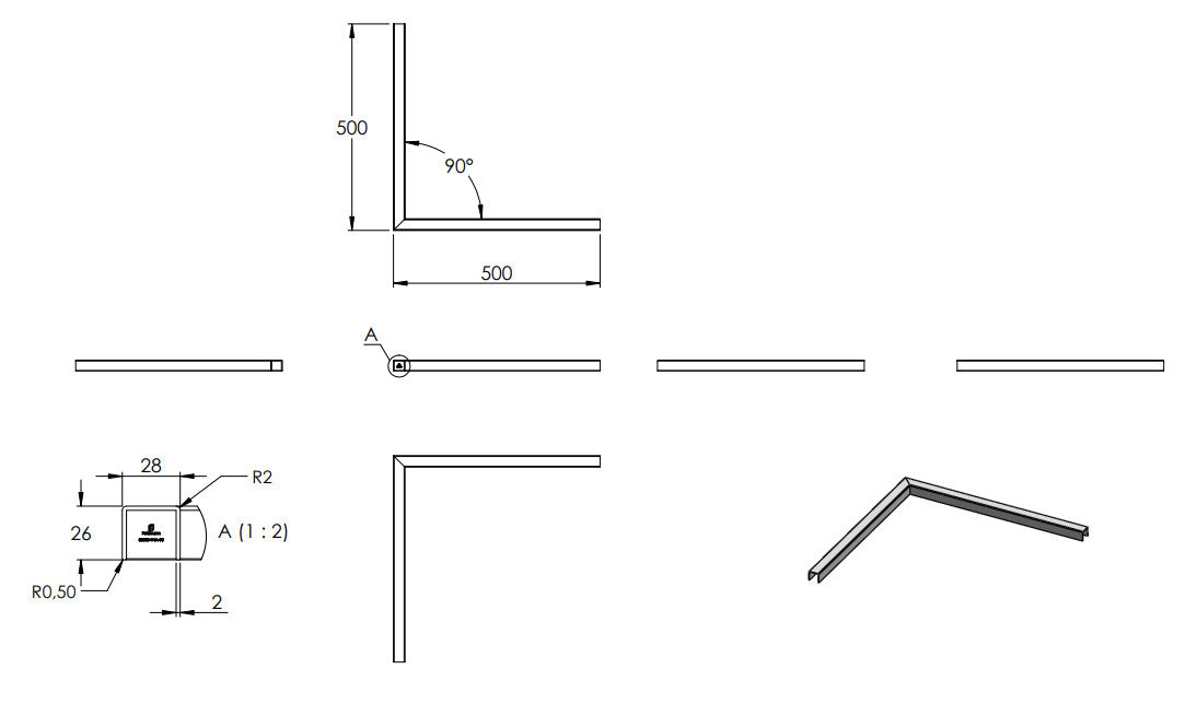 Kantenschutzprofil EASY 90° Ecke, V4A