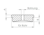 Edelstahl Rohrabschlussstopfen flach, Vollmaterial, mit Entwässerungsbohrung, zum Einschlagen, V2A