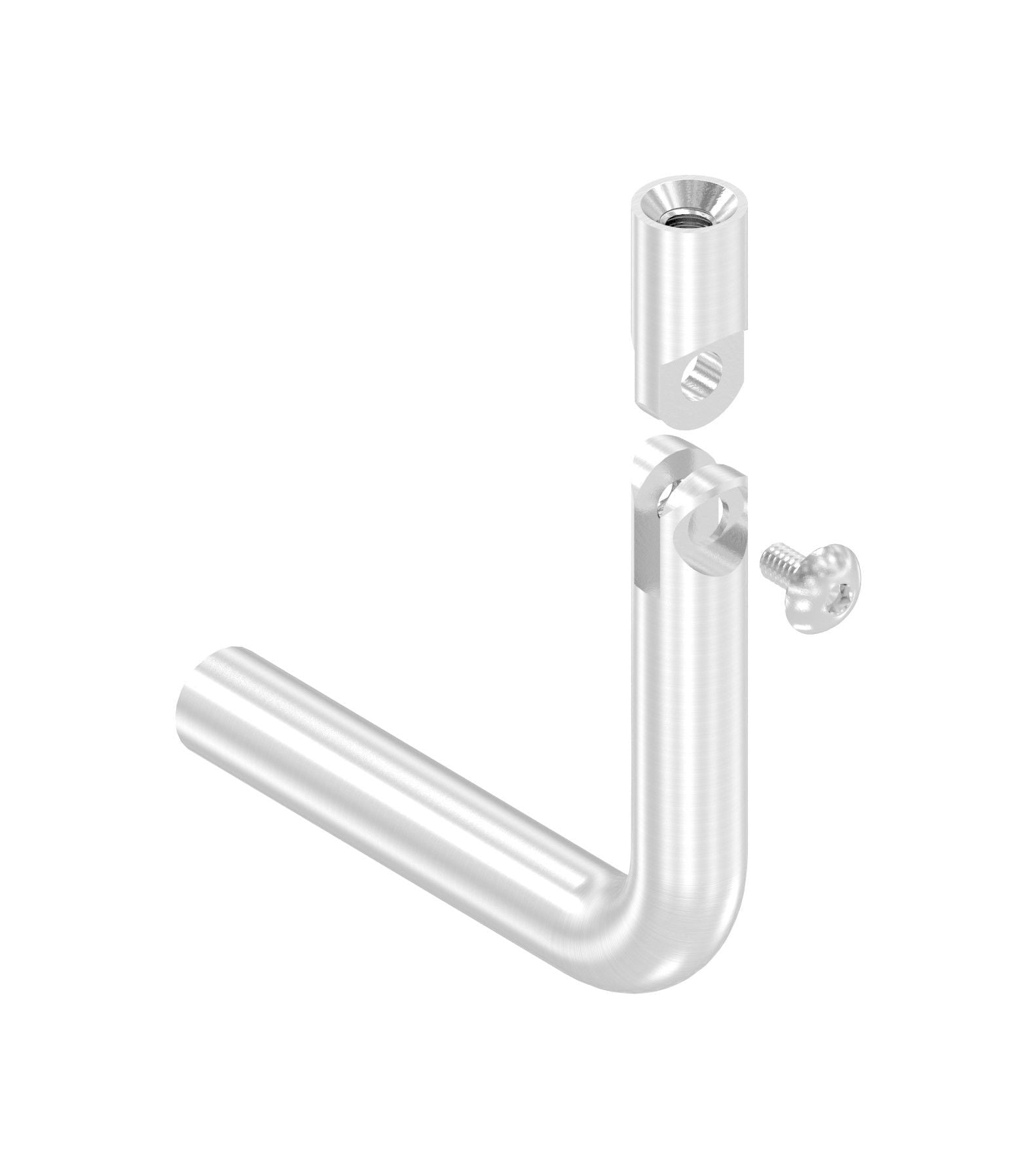 Gelenkbügel Edelstahl, 90° gebogen, 1 x Innengewinde, 1 x flach zum Anschweißen, V2A