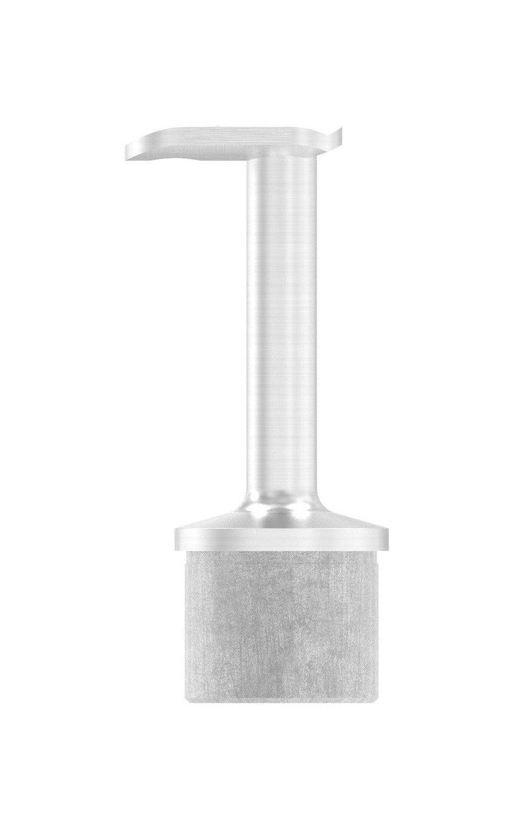 Handlaufstütze Edelstahl aus einem Stück mit Handlaufanschlussplatte 90°, V2A/V4A