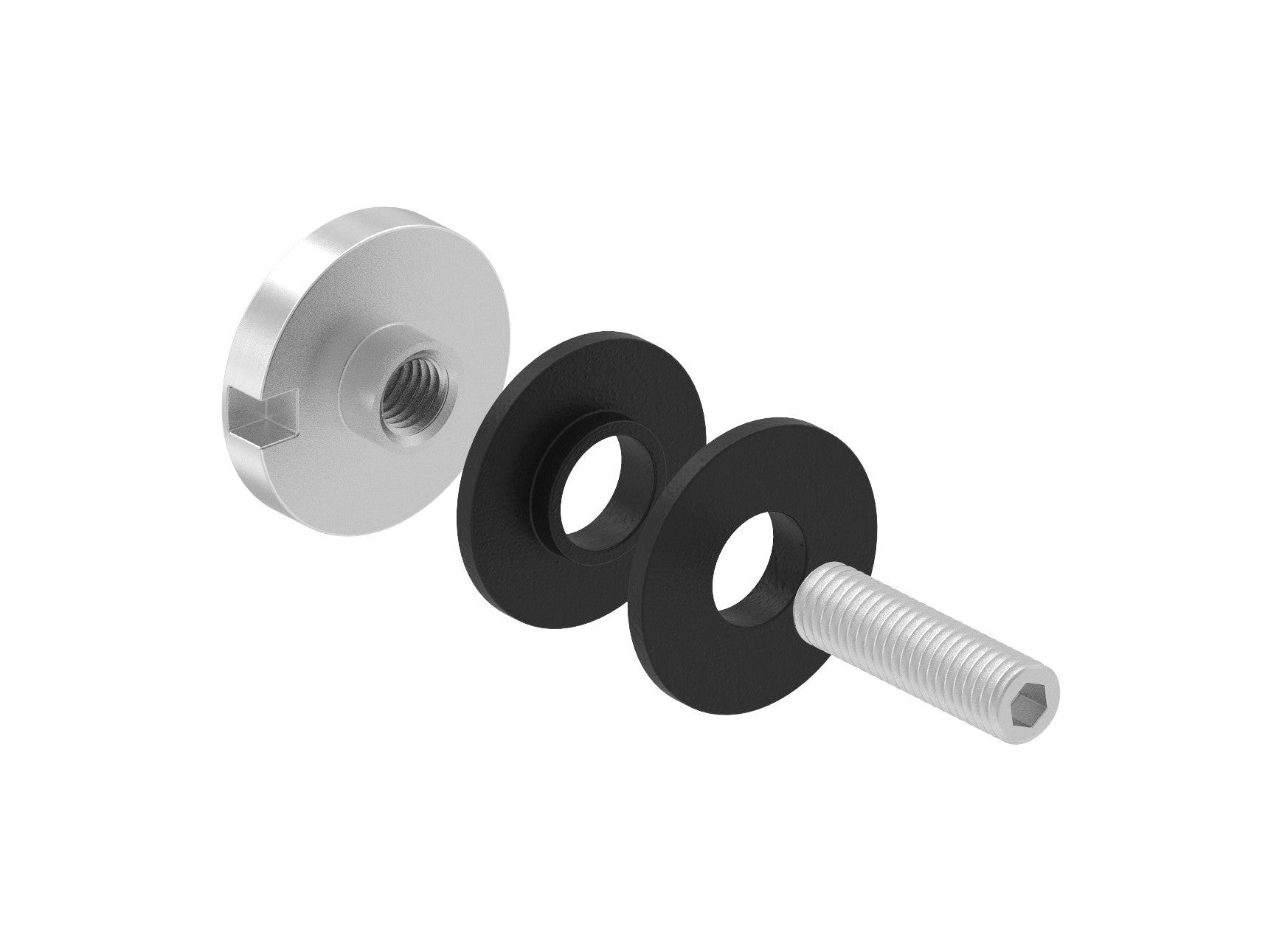 BRENK-fix® Glaspunkthalter Ø 30 mm, mit Gewindestift und Gummipaar / Alu, V2A, V4A