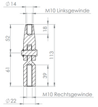Gelenk Zugstange - Glaspunkthalter, 1 x Links und 1 x Rechtsgewinde M10, zu Vordachsystem Edelstahl