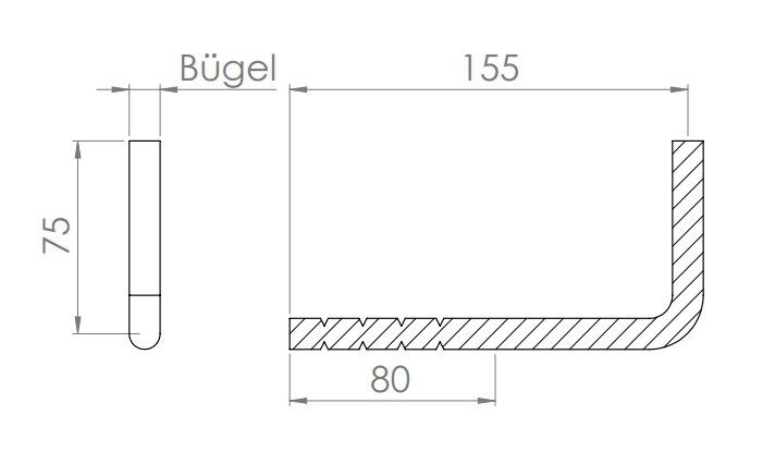 Handlaufhalter zum Einbetonieren, oben zum Anschweißen, V2A