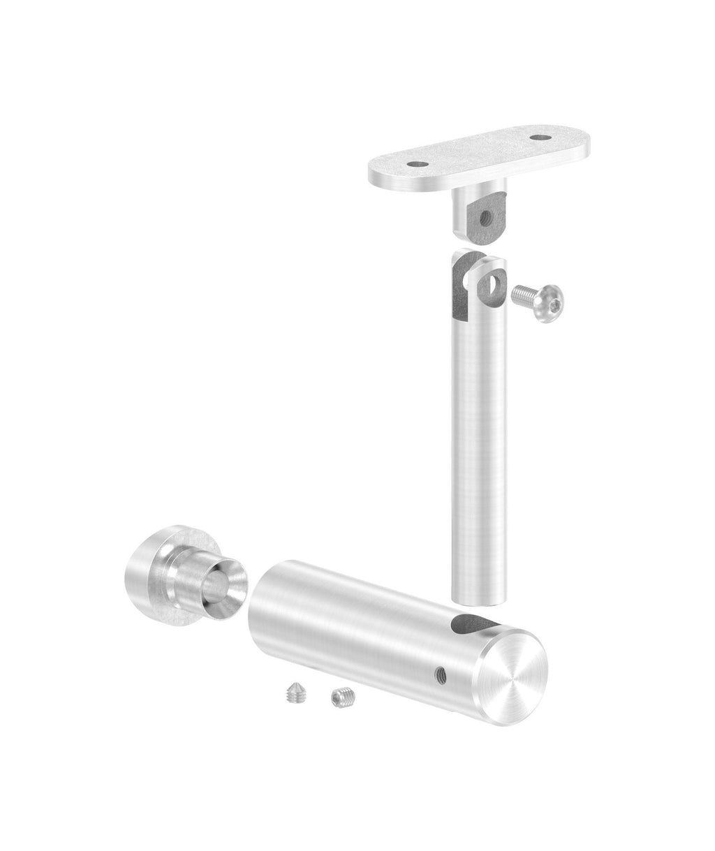 höhenverstellbarer Handlaufhalter mit Gelenk und Halteplatte, zum  Anschrauben des Handlaufs, V2A