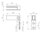 Glasverbinder für Wandmontage, für Glasstärke 12.00 - 12.76 mm, V4A