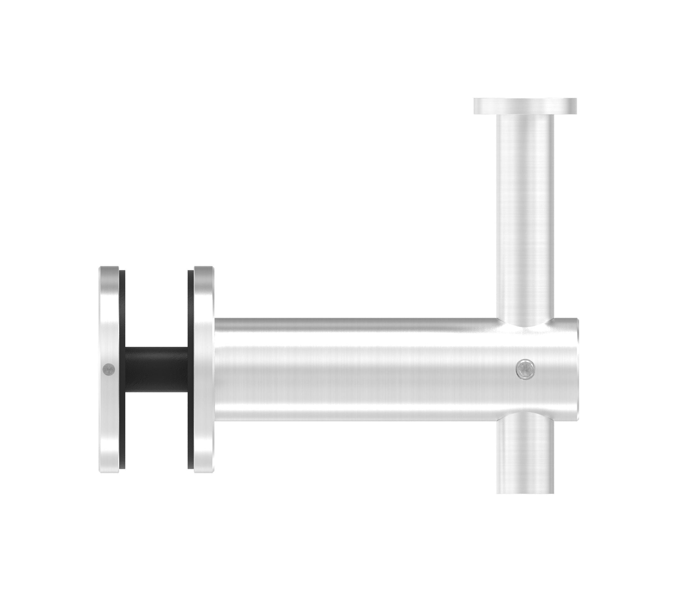 höhenverstellbarer Handlaufhalter für Glas, mit Halteplatte, zum Anschrauben des Handlaufs, V2A