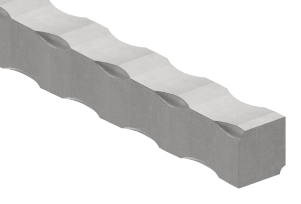 Vierkant S235JR, 20x20mm, alle 4 Kanten + Flächen gehämmert, L: 3000mm