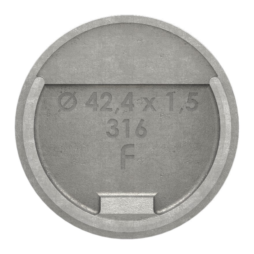 Endkappe flach für Rund-Nutrohr Ø 42,4 mm, Edelstahl, V2A / V4A