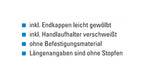 Handlauf montagefertig, Länge 1200 mm, mit 2 Handlaufhaltern und Endkappen, V2A