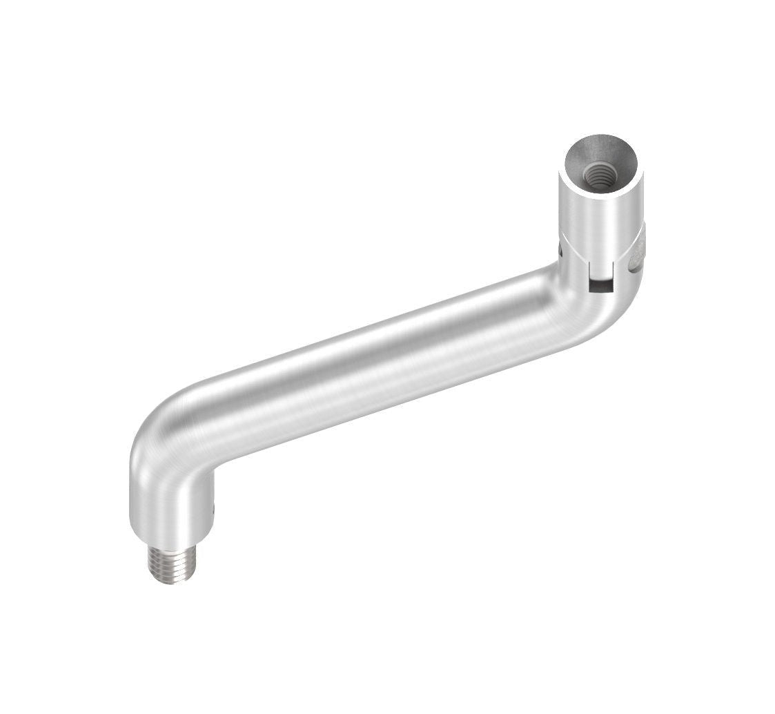 Gelenkbügel Edelstahl 2 x 30° gebogen, 360° drehbar,1 x Außengewinde, 1 x Innengewinde, V2A