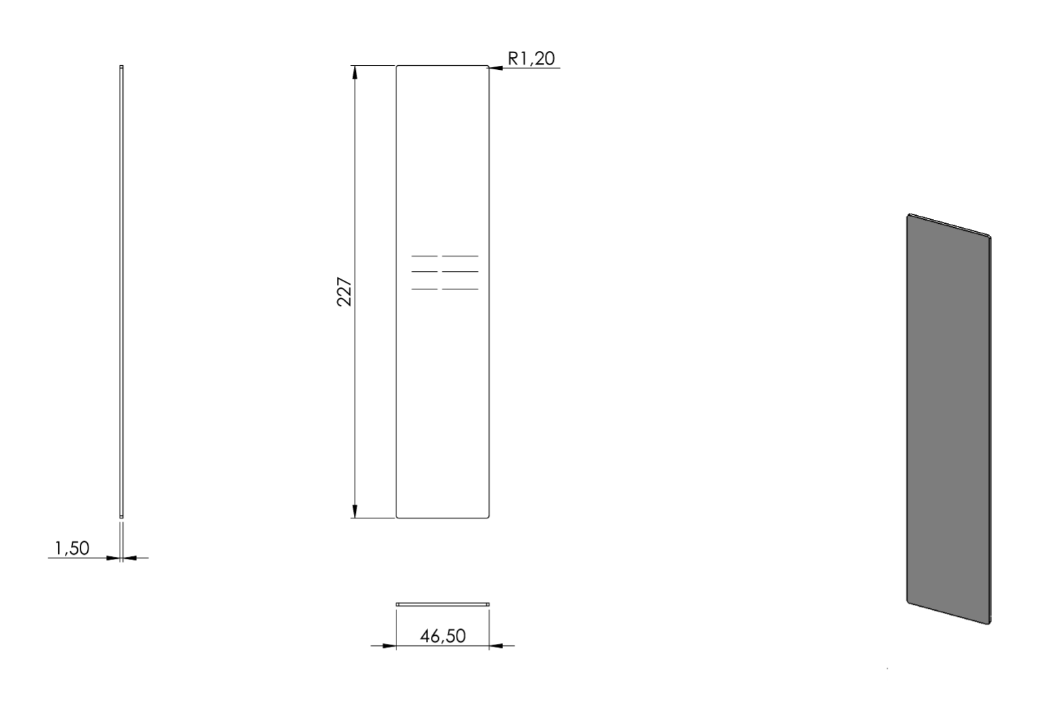 Endkappe zum Aufkleben für Alu-Profil eleganza STRONG, Holmlast 0.5 -3.0kN, seitliche Montage