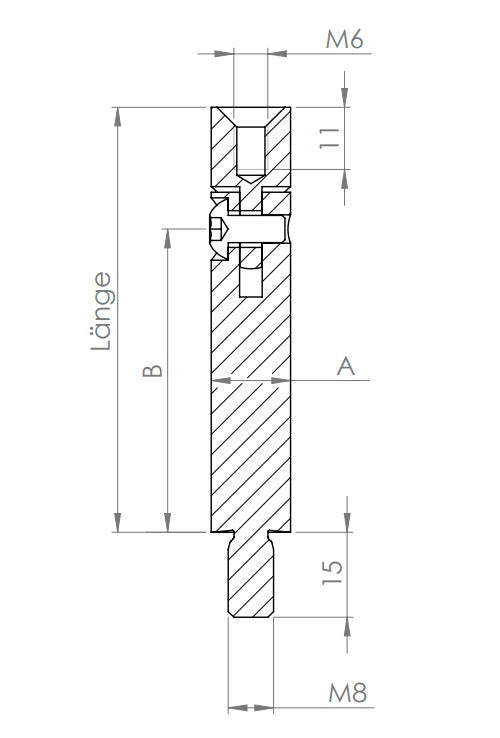 Gelenkstift Edelstahl, 1 x Außengewinde, 1 x Innengewinde, V2A / V4A