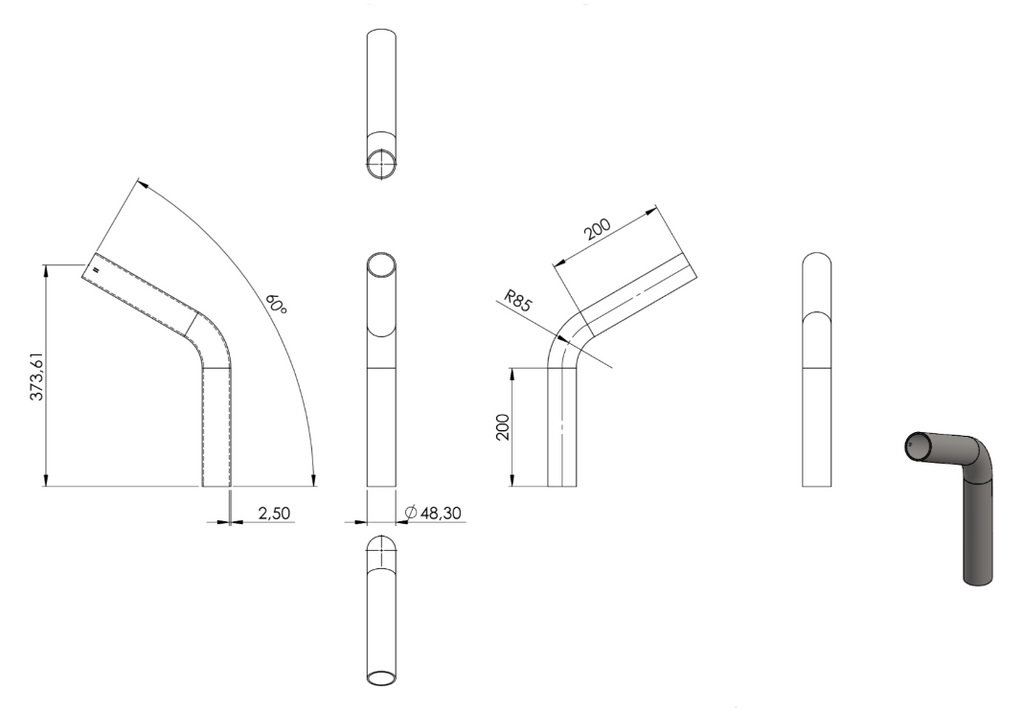 Zeichnung Rohrbogen Ø 48,3 mm