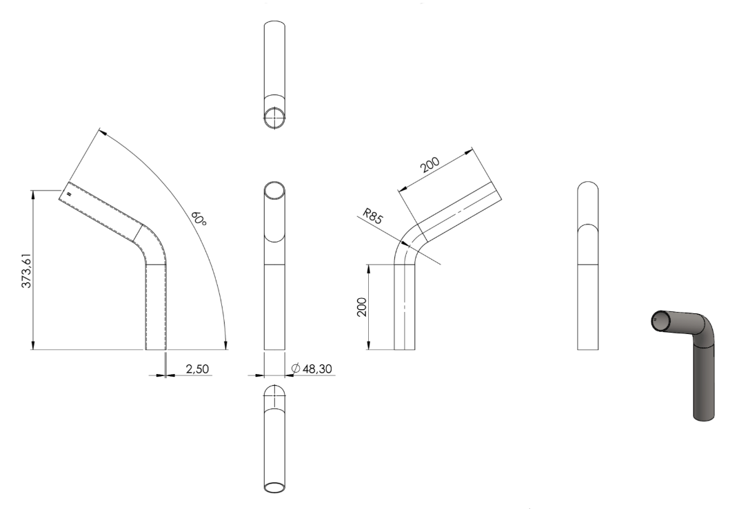 Zeichnung Rohrbogen Ø 48,3 mm