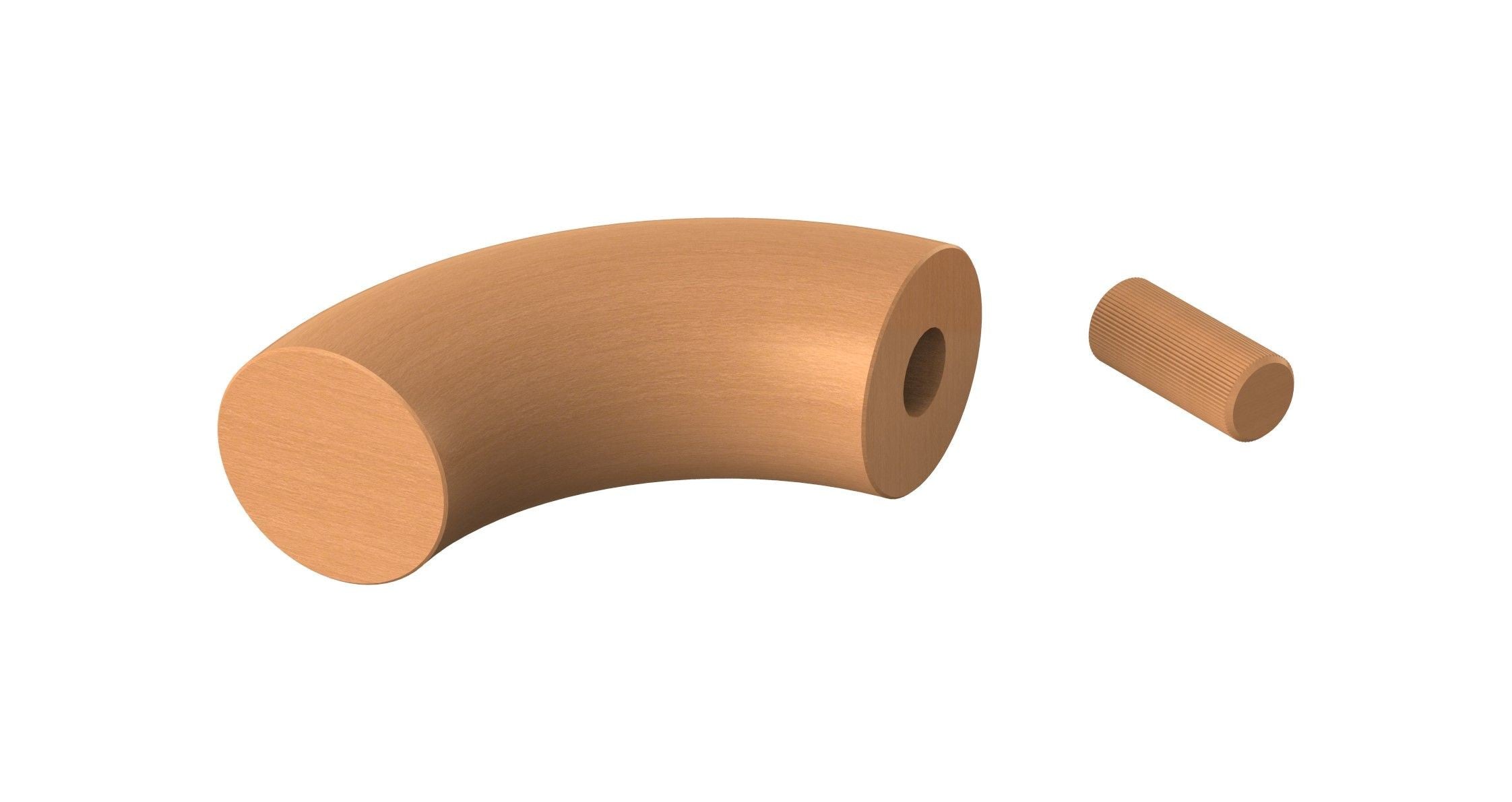 90° Endbogen für Holzhandlauf Buche, Ø 42 mm, geschliffen und lackiert, für den Innenbereich
