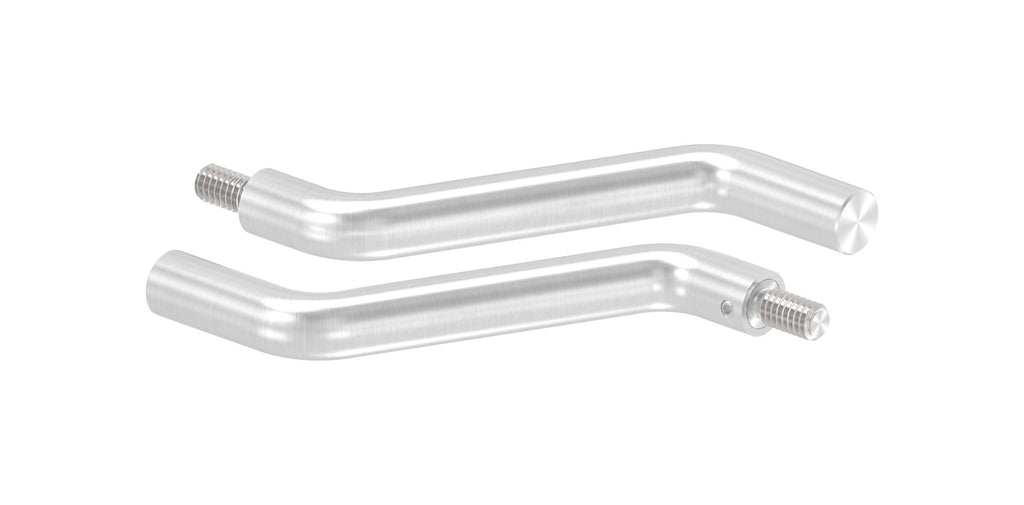 Bügel Edelstahl 2 x 30° gebogen, 360° drehbar,1 x Außengewinde, 1 x flach zum Anschweißen, V2A
