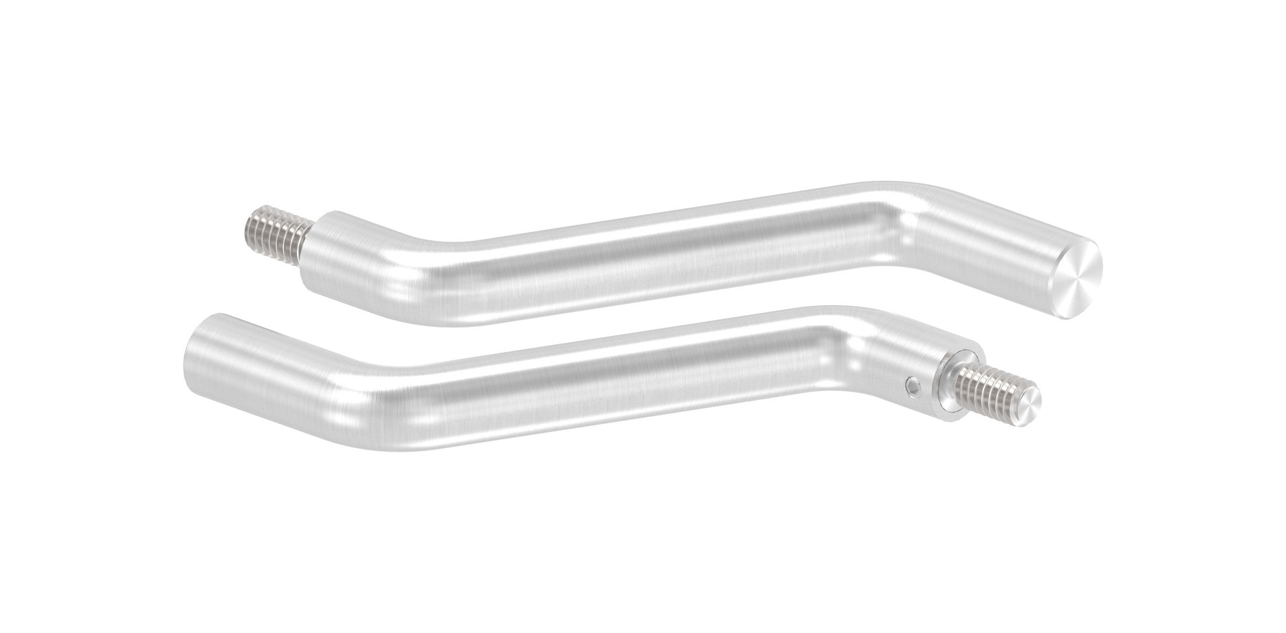 Bügel Edelstahl 2 x 30° gebogen, 360° drehbar,1 x Außengewinde, 1 x flach zum Anschweißen, V2A