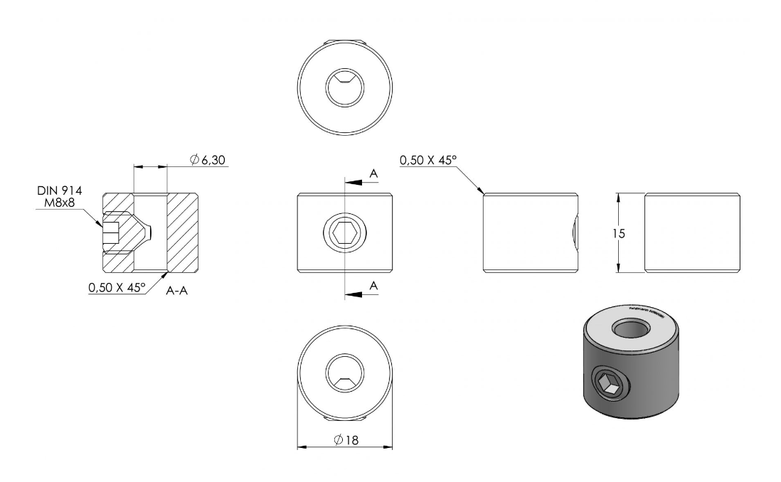 Zeichnung Seilklemme für Seil Ø 5 - 6 mm