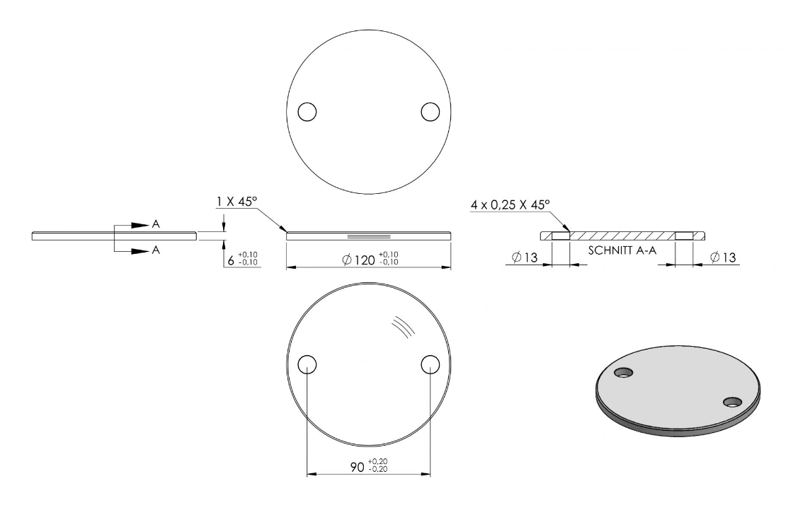 Ankerplatte Ø 120 x 6 mm, Bohrung Ø 13 mm