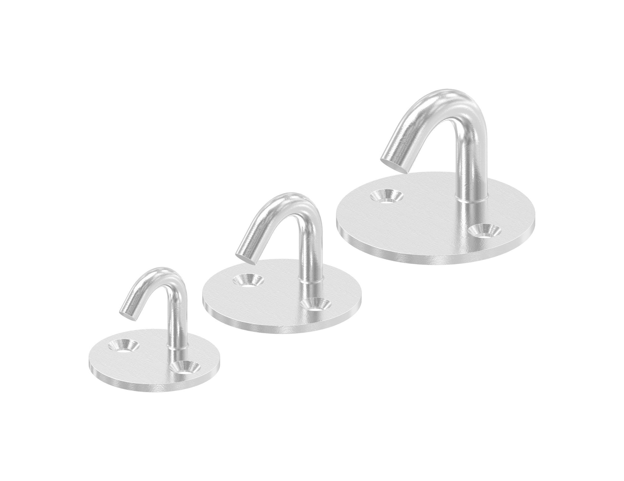 Befestigungsöse / Haken mit runder Platte, Rundeisen, mit 2 Bohrungen, V4A