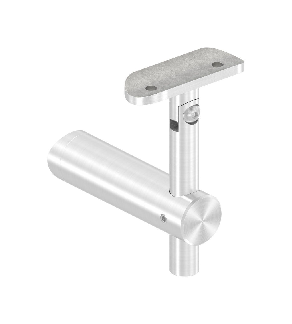 höhenverstellbarer Handlaufhalter mit Gelenk und Halteplatte, zum  Anschrauben des Handlaufs, V2A