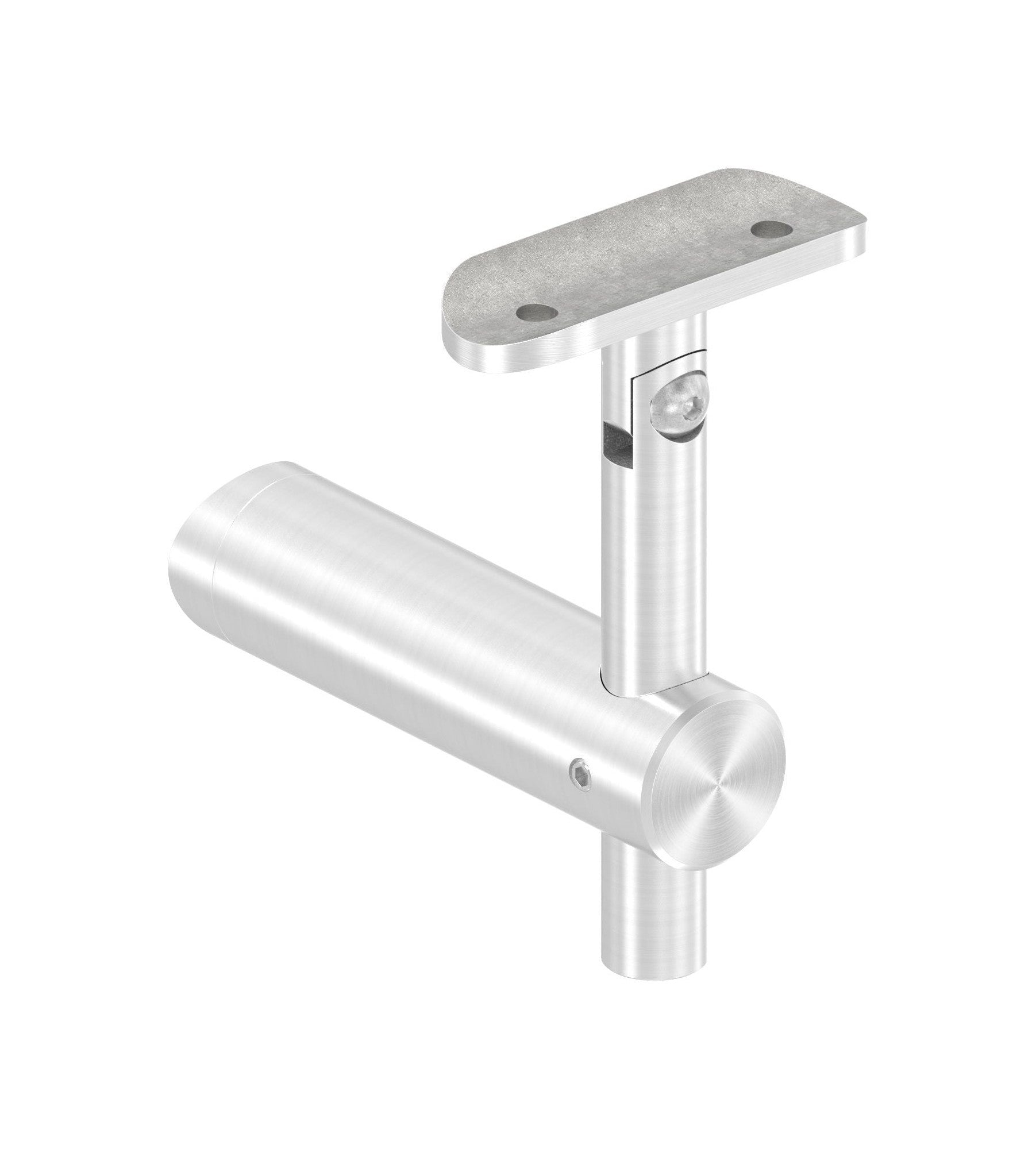 höhenverstellbarer Handlaufhalter mit Gelenk und Halteplatte, zum  Anschrauben des Handlaufs, V2A