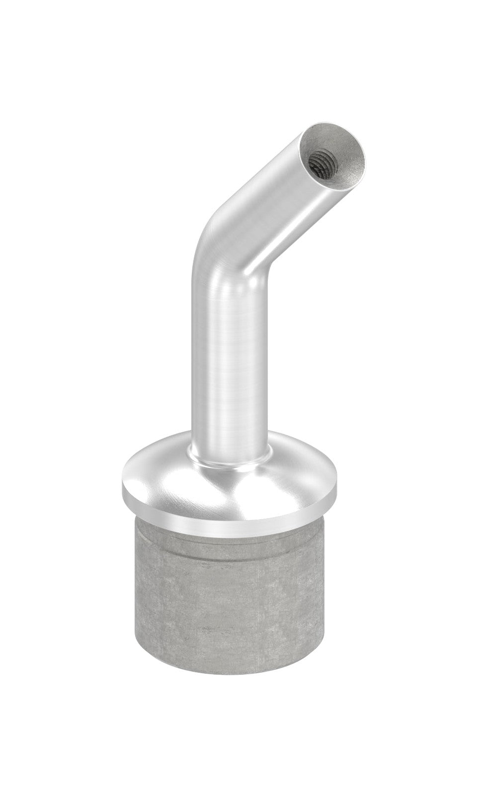 Handlaufstütze Edelstahl aus einem Stück, Stift 135° gebogen, mit Innengewinde M6, V2A