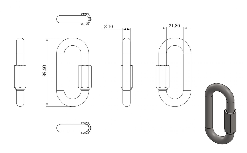 Zeichnung Schraubverbinder kurz Ø 10 mm