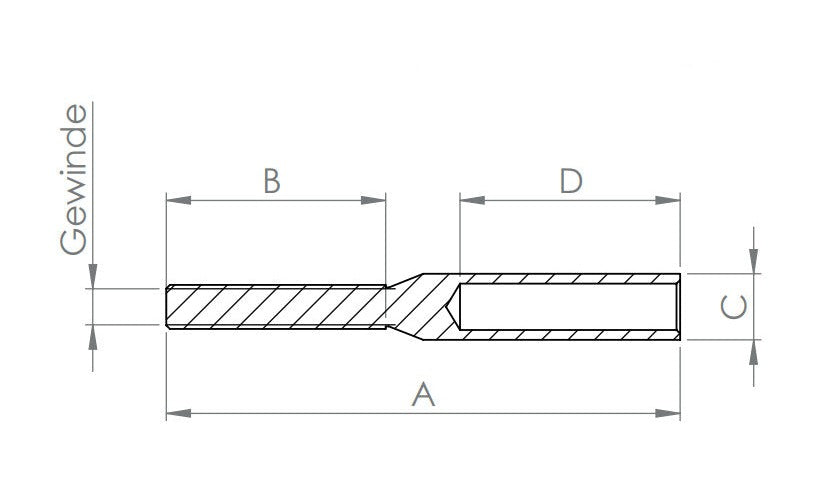 Gewindeterminal für Drahtseil, mit Außengewinde, zum Selbstverpressen, V2A
