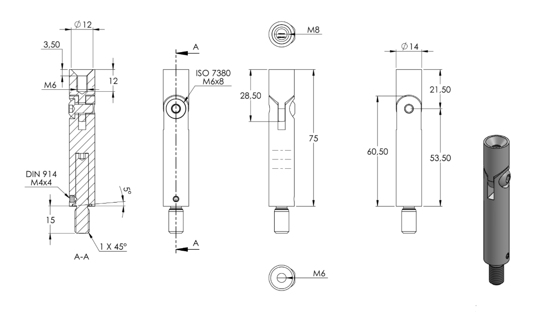 Gelenkstift Edelstahl, 360° drehbar, 1 x Außengewinde, 1 x Innengewinde, V2A / V4A