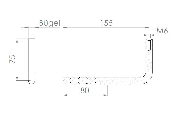 Handlaufhalter zum Einbetonieren, mit Innengewinde M6, V2A, variabel bestückbar mit Anschlussplatte