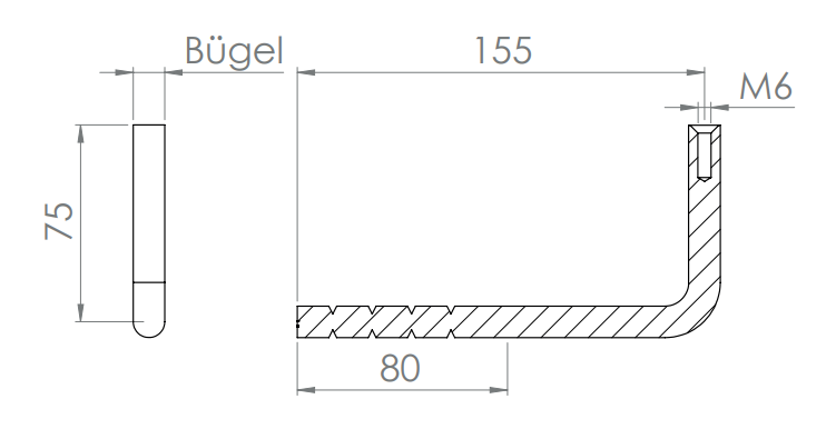 Handlaufhalter zum Einbetonieren, mit Innengewinde M6, V2A, variabel bestückbar mit Anschlussplatte