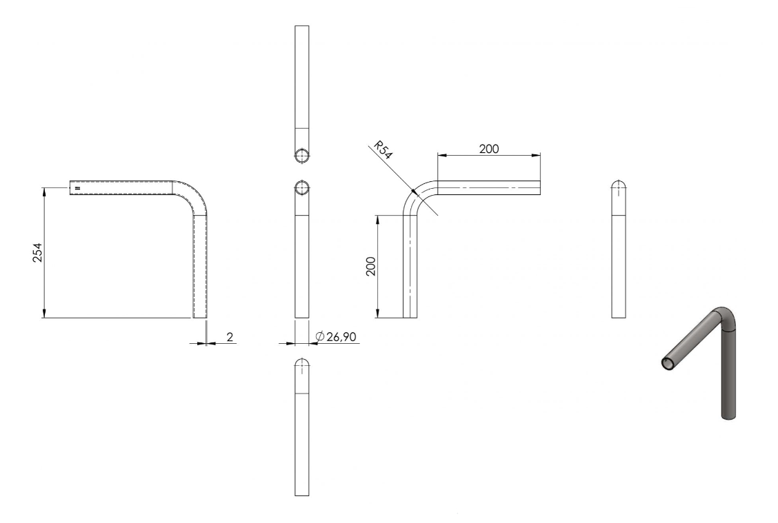 Zeichnung Rohrbogen Ø 26,9 mm