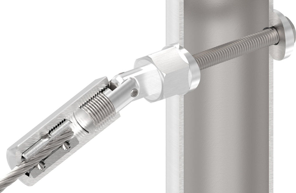 Gewindeterminal zur Selbstmontage, mit Gelenk, für Pfosten 42,4 mm, V2A