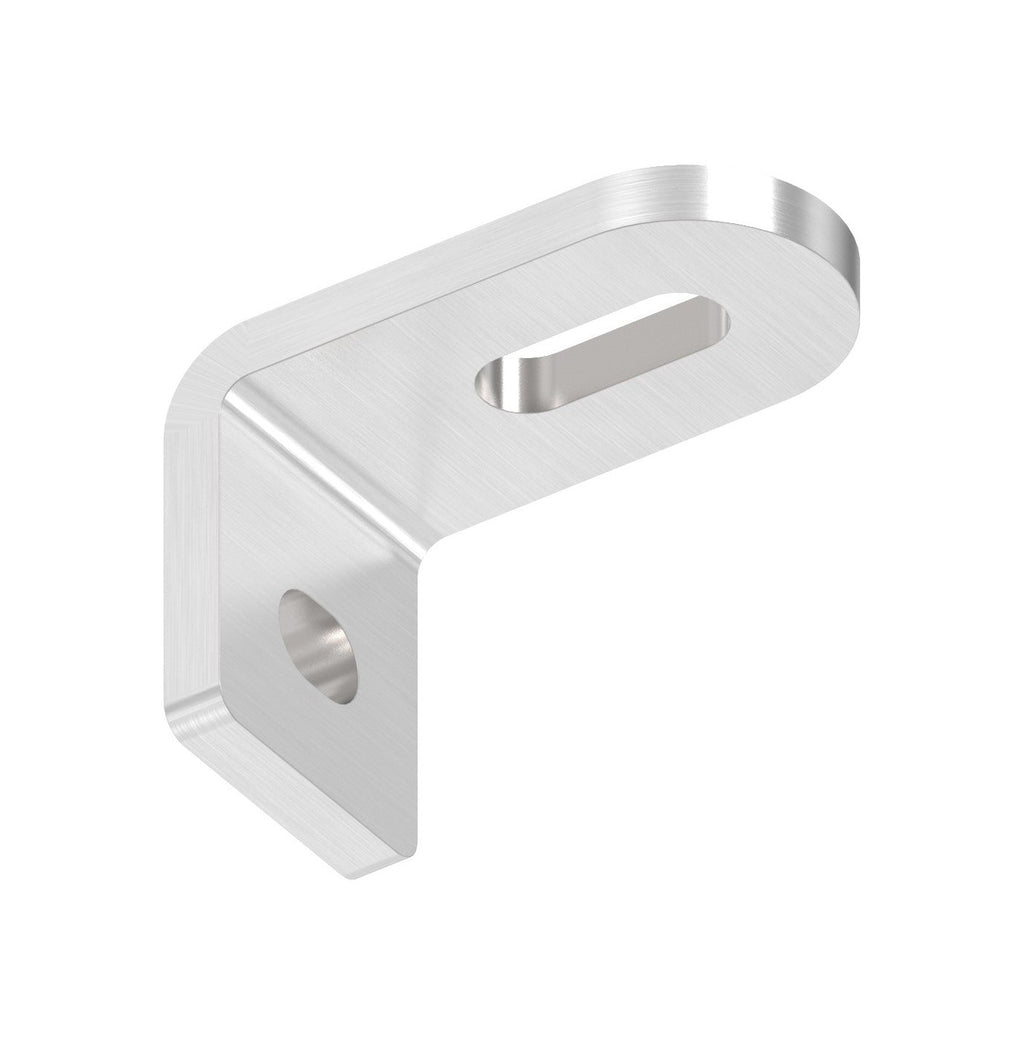 Edelstahl Winkel-Anschweißlasche 60 x 40 x 30 x 6 mm, geschliffen, mit 2 Langlöchern, V2A