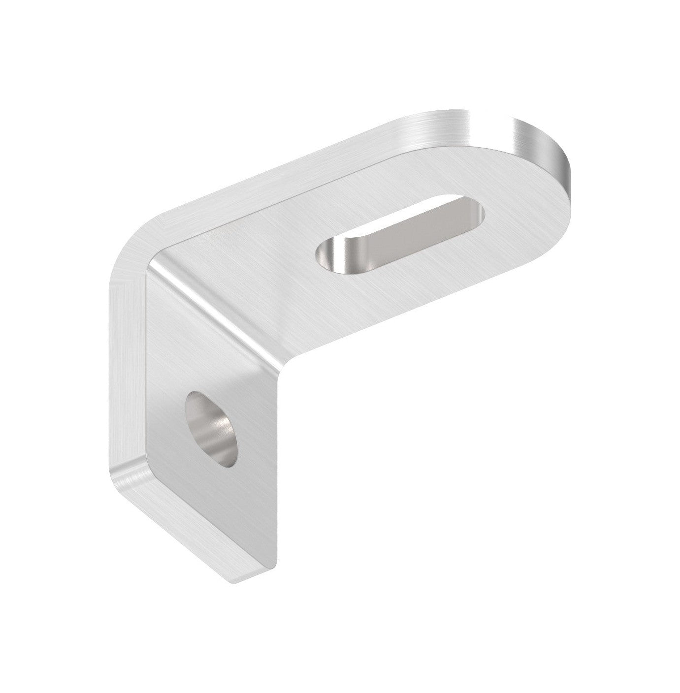 Edelstahl Winkel-Anschweißlasche 60 x 40 x 30 x 6 mm, geschliffen, mit 2 Langlöchern, V2A